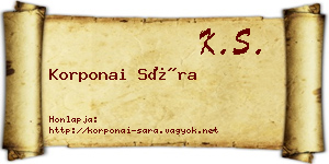 Korponai Sára névjegykártya